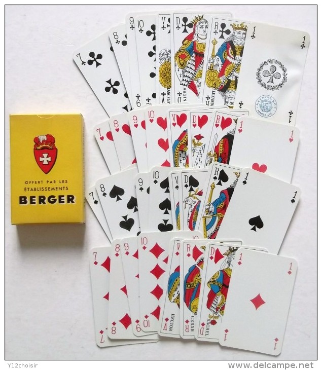 ANCIEN JEU DE 32 CARTES ETABLISSEMENTS BERGER . A. CAMOIN & CIE MARSEILLE . PIQUET BELOTE MANILLE - 32 Kaarten