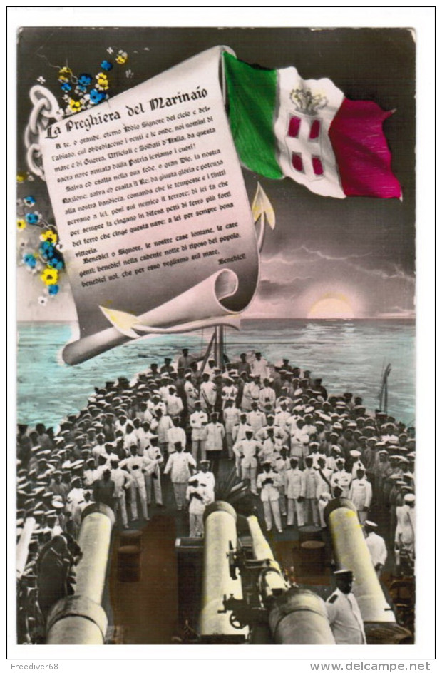 MARINA MILITARE Preghiera Del Marinaio Fotocelere 1942 NV OCCHIO AL PREZZO Cannone Tolda Cassero Primi Colori - Guerra