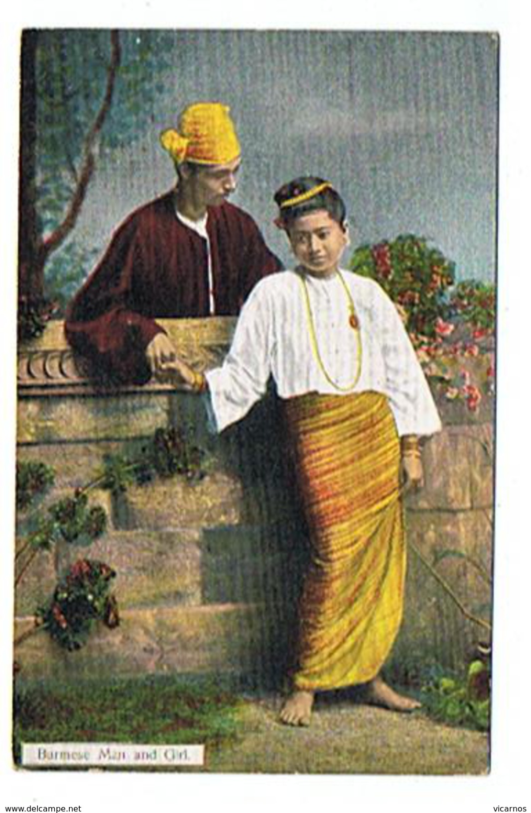 CPA MYANMAR Burmese Man And Girl - Myanmar (Birma)