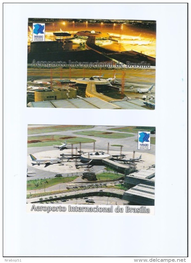 BRAZIL - BRASÍLIA INTERNATIONAL AIRPORT - AIRPLANE - 2 POSTCARDS - Brasilia