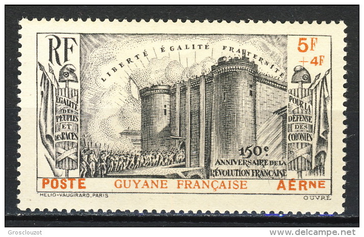 Guyane  Posta Aerea 1939 N. 19 Rivoluzione MNH Catalogo € 42 - Neufs