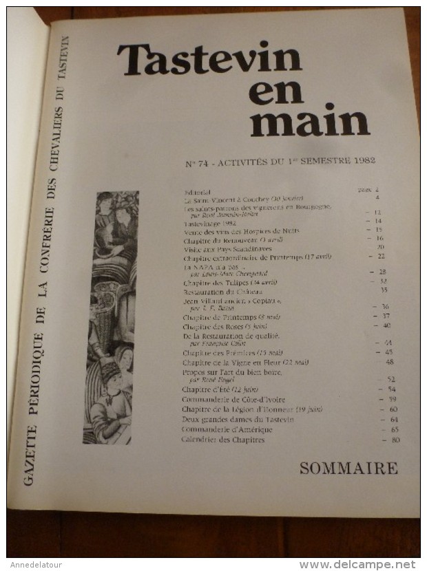 Gazette Périodique Des CHEVALIERS DU TASTEVIN  N° 74 Octobre 1982 : TASTEVIN En MAIN Activités Du 1er Semestre 1982 - Cooking & Wines