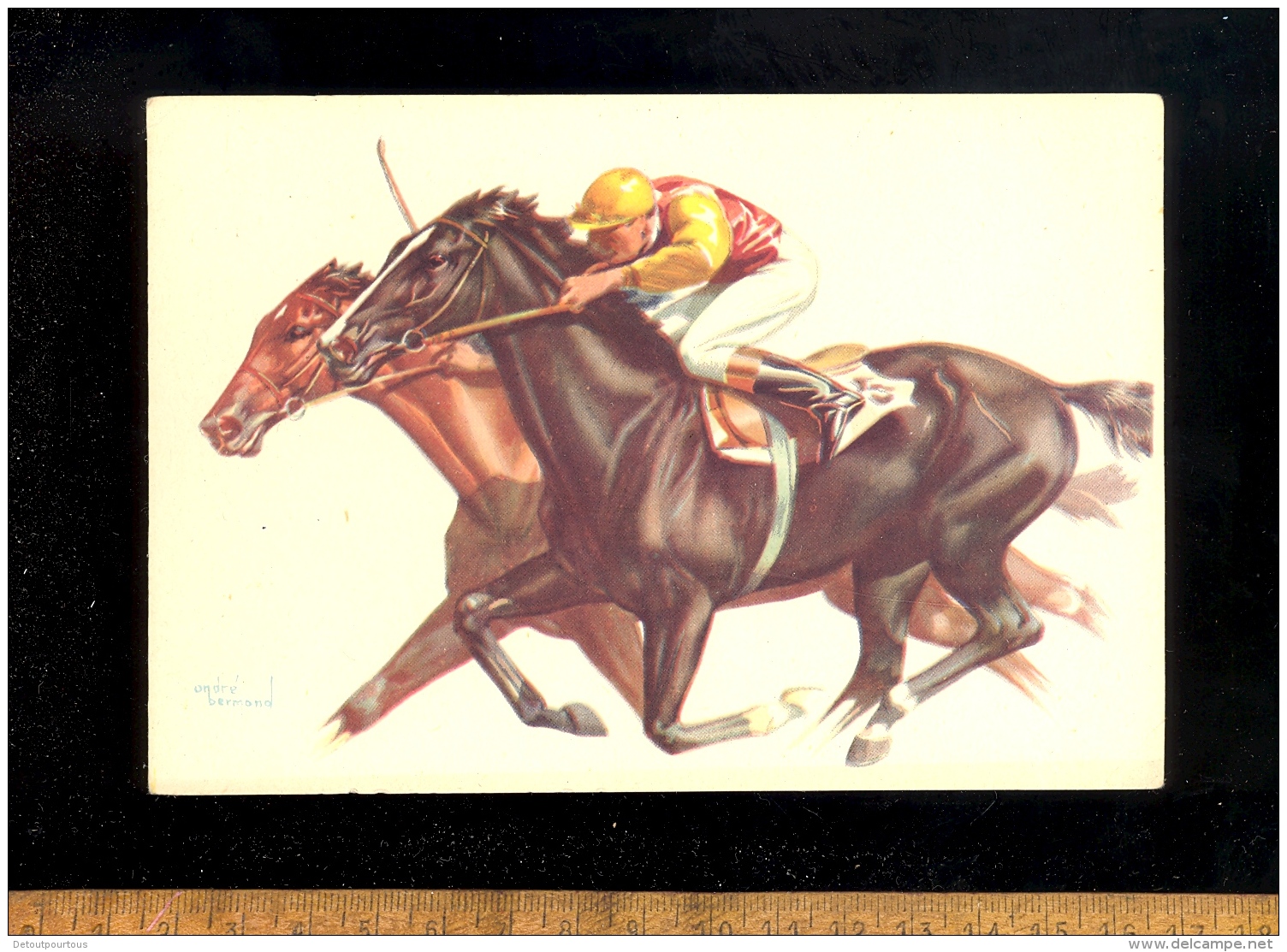 X2 Cp ANDRE BERMOND Illustrateur Illustration Equestre Cheval Pmu Tiercé Courses Chevaux Horses Race - Bermond