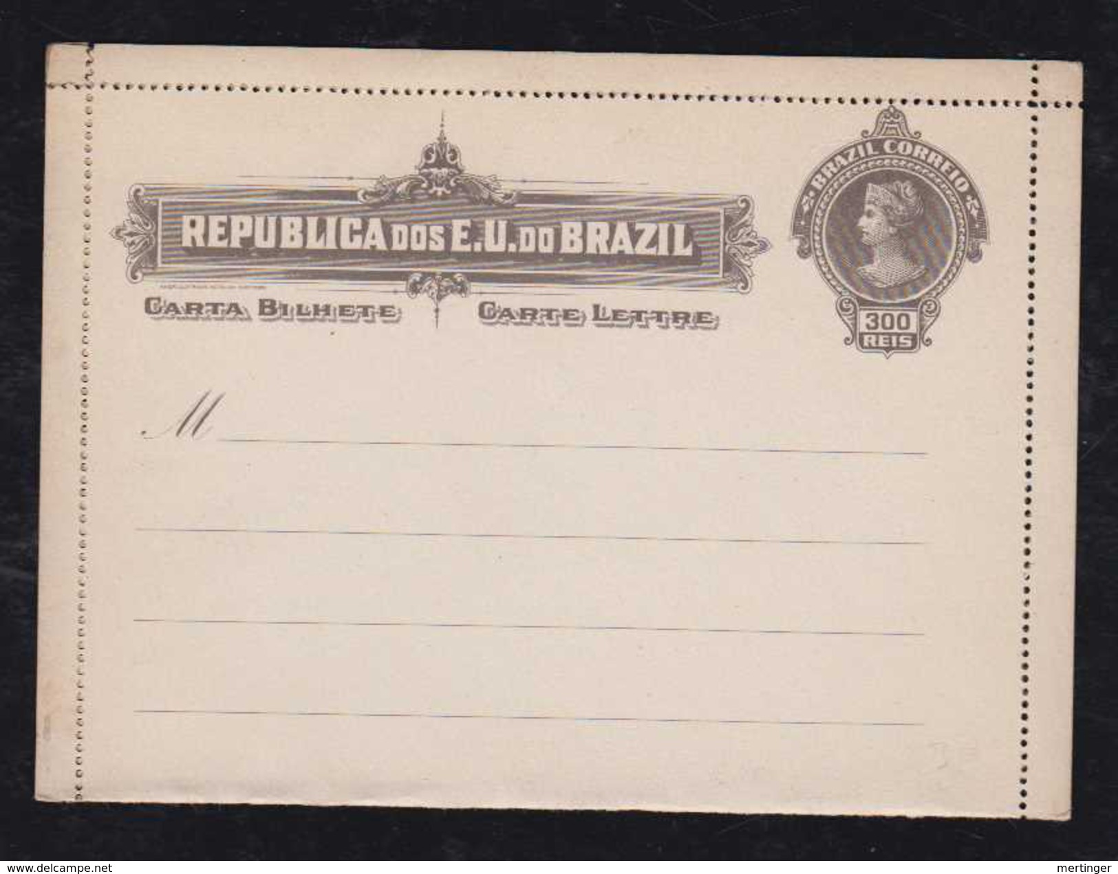 Brazil Brasil 1907 CB 82 300R Stationery Letter Card  MNH - Entiers Postaux