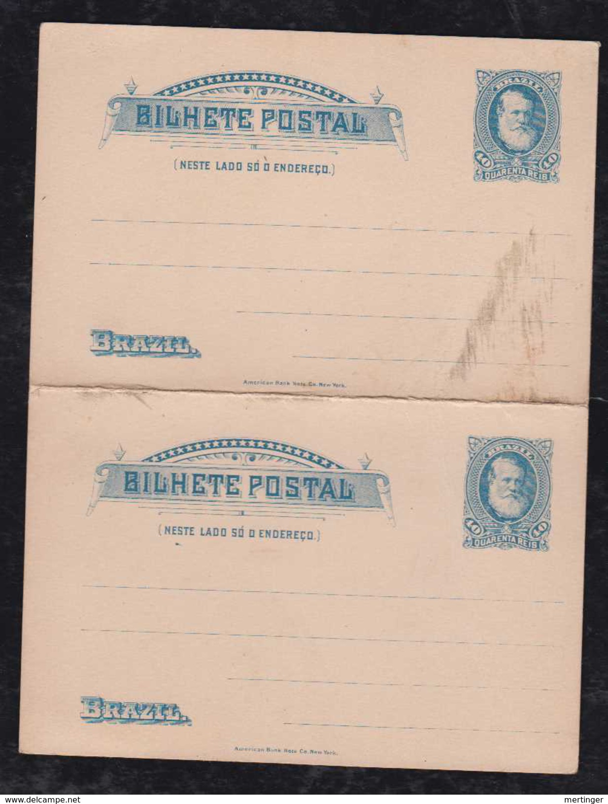 Brazil Brasil 1889 BP 19 40R Dom Pedro Answer Stationery Card Unused - Entiers Postaux