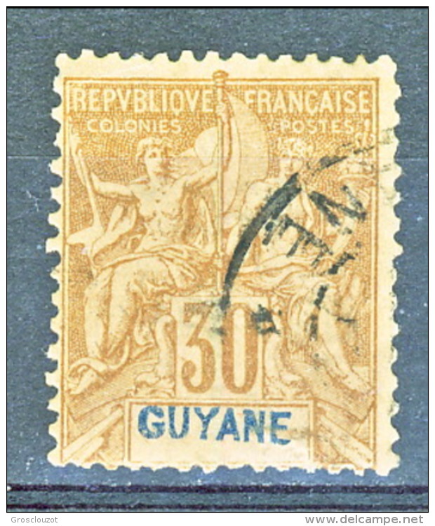 Guyane  1892 N. 38 C. 30 Bruno Usato Catalogo € 20 - Oblitérés