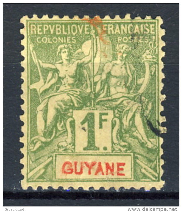 Guyane  1892 N. 42 F. 1 Oliva Usato Catalogo € 15 - Oblitérés