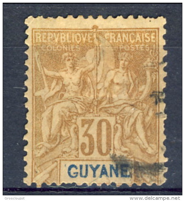 Guyane 1892 N. 38 C. 30 Bruno Usato Catalogo € 20 - Oblitérés