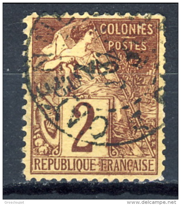 Guyane 1892 N. 17 C. 2 Lilla Bruno Su Paglia Usato Catalogo € 42 - Oblitérés