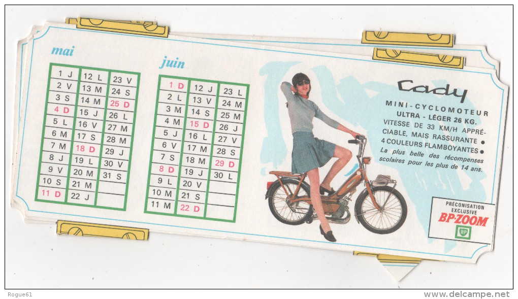 CALENDRIERS 1969 - ( Théme Cyclomoteur Cady ; Mobylette ; Bicyclettes ; ) Dépliant - SYMPA !!!!!!!!! - Big : 1961-70