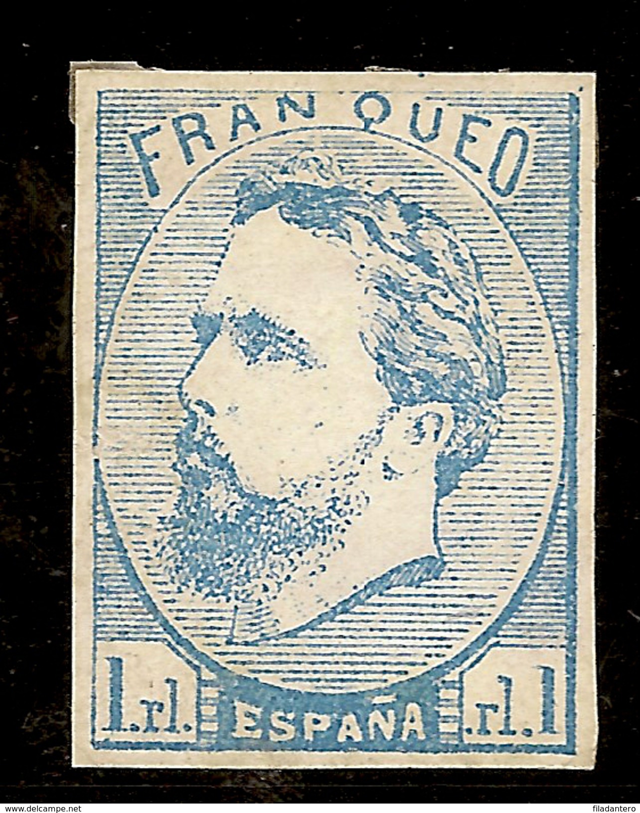 Edifil  156 (*)   1 Real Azul   Carlos VII  1873    CERTIFICADO AUTENTICIDAD   NL1177 - Ungebraucht