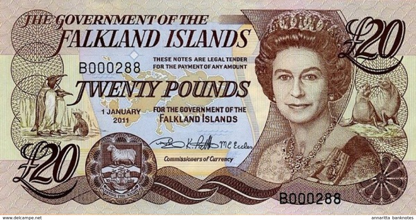 FALKLAND ISLANDS 20 POUNDS 2011 P-15 UNC  [FK221b] - Falklandeilanden