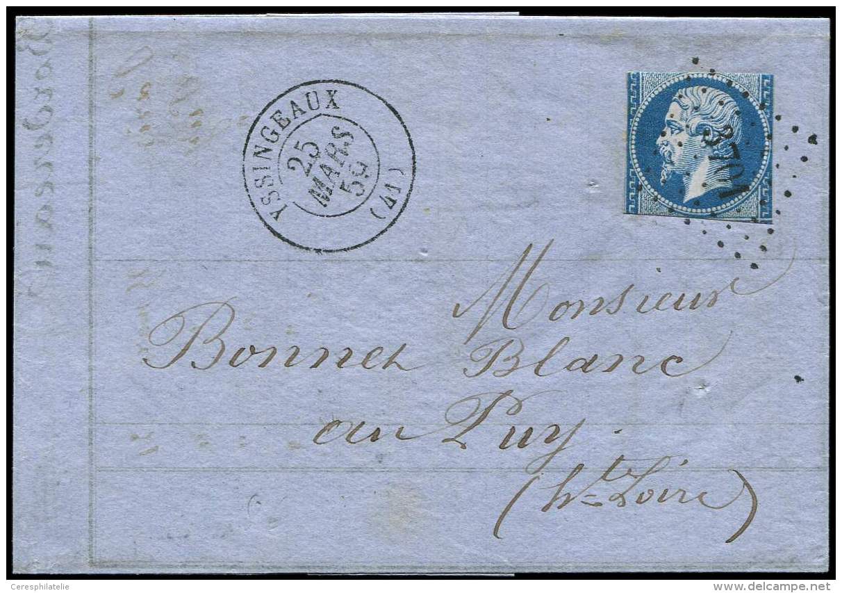 14A  20c. Bleu T I, Obl. PC 3701 S. LAC, Càd T15 YSSINGEAUX 25/3/59. Ce Timbre, Coupé En Haut Et En Bas, N - Autres & Non Classés