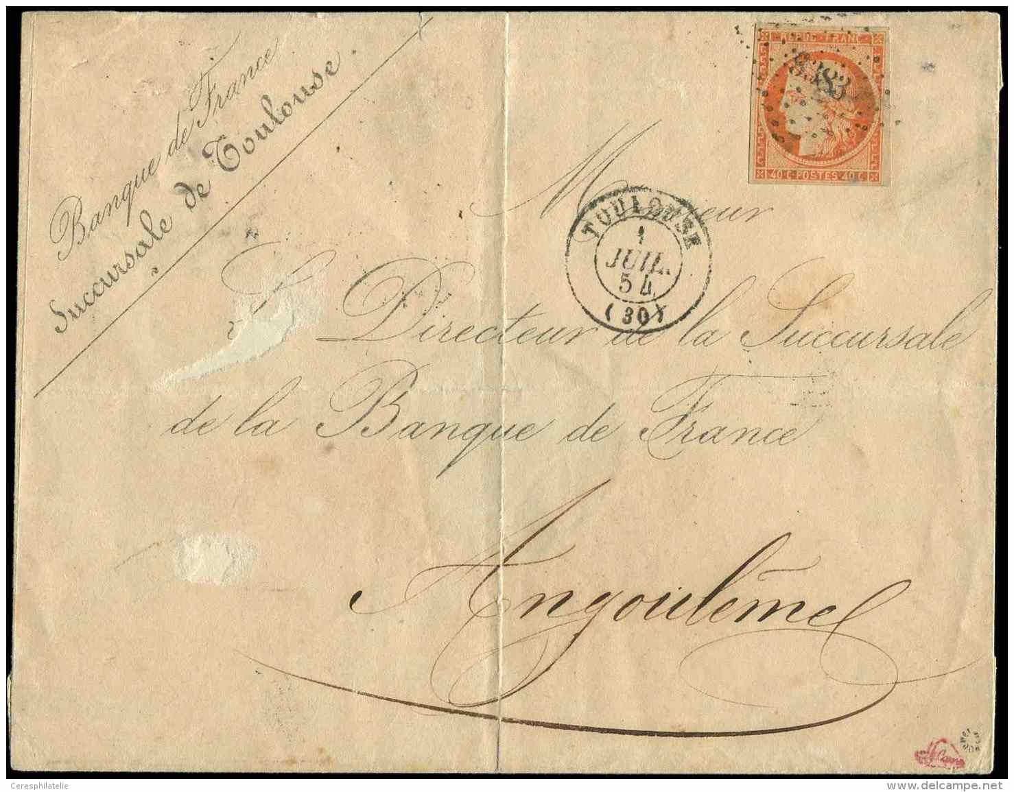 5    40c. Orange, 2 Petites éraflures, Obl. PC 3383 Sur Env., Càd T15 TOULOUSE 1/7/54, 1er JOUR Du Tarif, - Autres & Non Classés