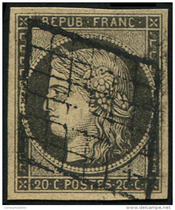 3c   20c. GRIS NOIR, Obl. GRILLE, TB - Autres & Non Classés