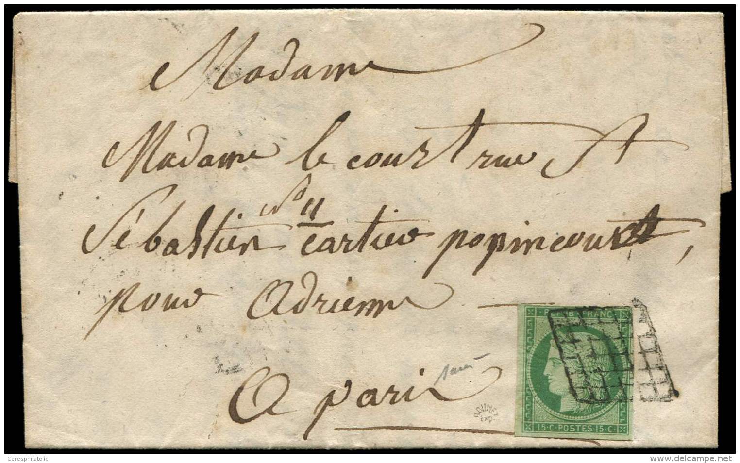 2    15c. Vert, Obl. GRILLE S. LAC, Au Verso Càd PARIS 22/9/51, TB - Autres & Non Classés