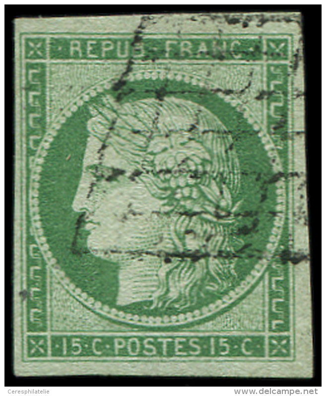 2    15c. Vert, Obl. GRILLE Légère, TTB - Autres & Non Classés