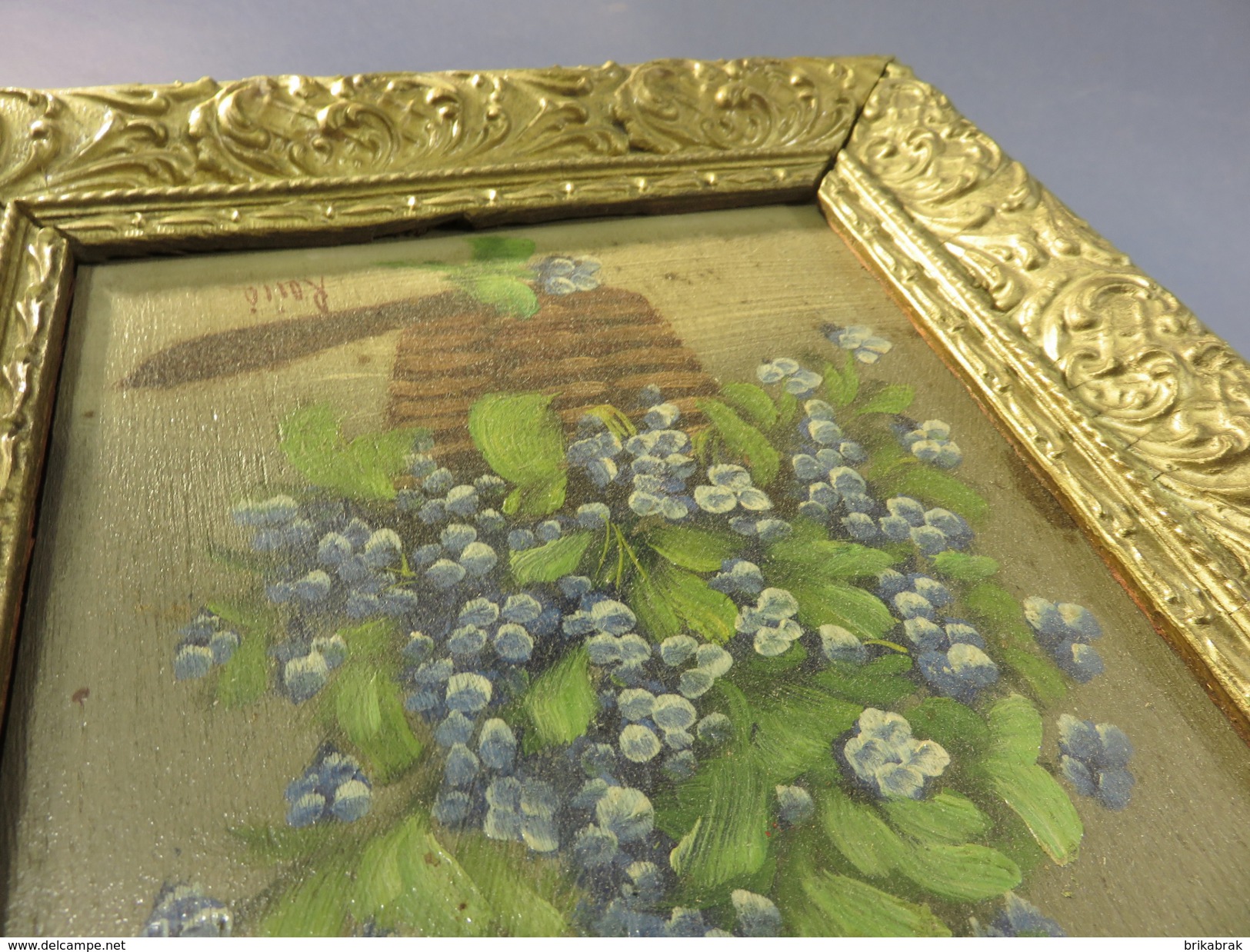 *TABLEAU PANIER FLEURI - Peinture Cadre Fleur Huile