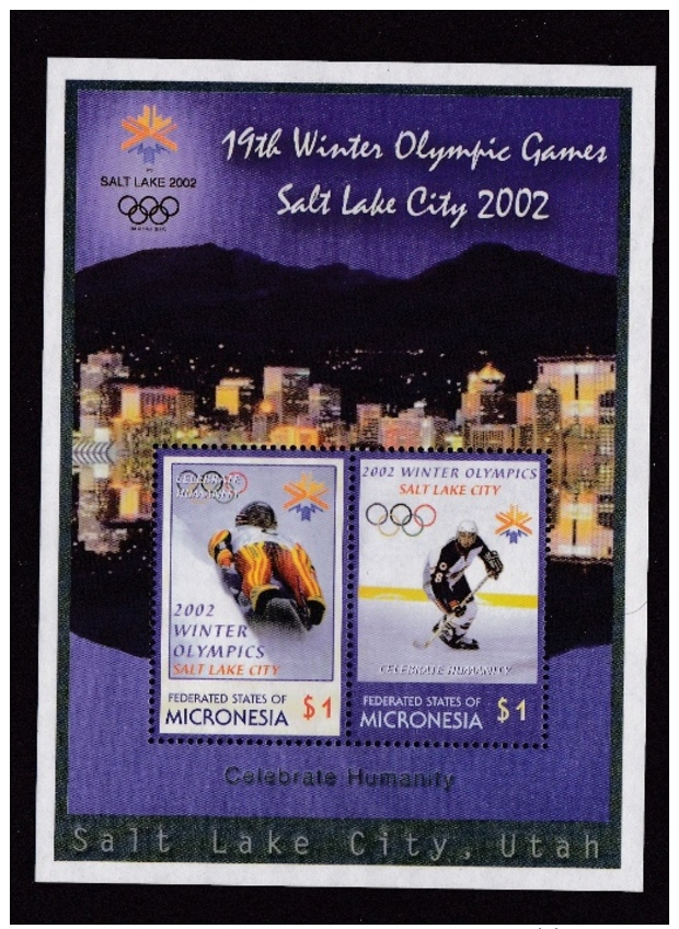 Micronesia (Sc# 487a), MNH, (Complete Set S/S Of 2)  2002 Winter Olympics, Salt Lake, City USA   (2002) - Micronesia