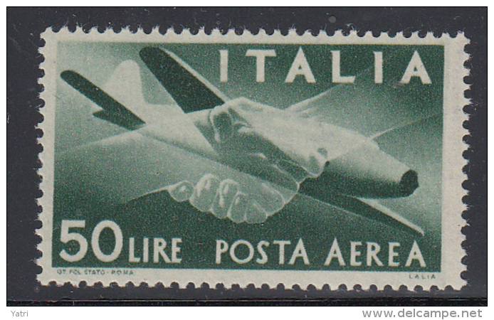 Italia - Aerea 1945 - Democratica 50 Lire ** Carta Grigia, Filigrana NS - Varietà E Curiosità