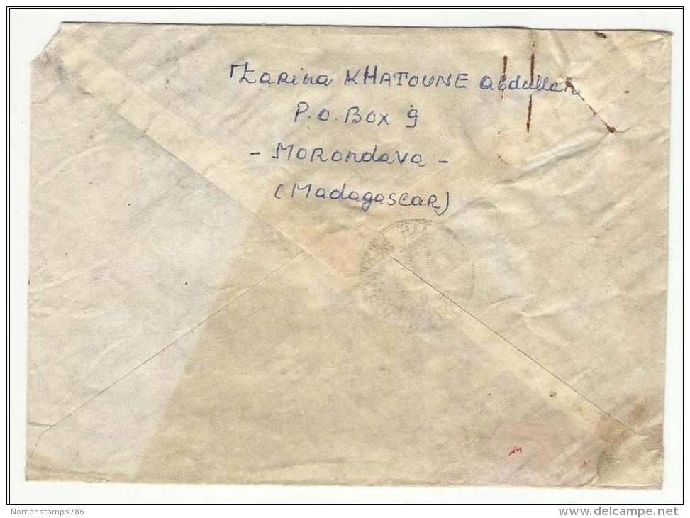 Malagasy Registered Air Mail Postal Used Cover Madagascar To Pakistan  Animal Sports Game - Madagascar (1960-...)