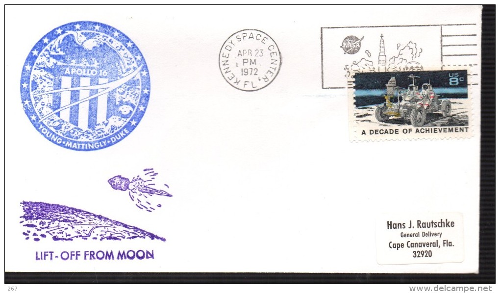 USA    FDC 1972  Espace  Fusée  Apollo 16 - Estados Unidos