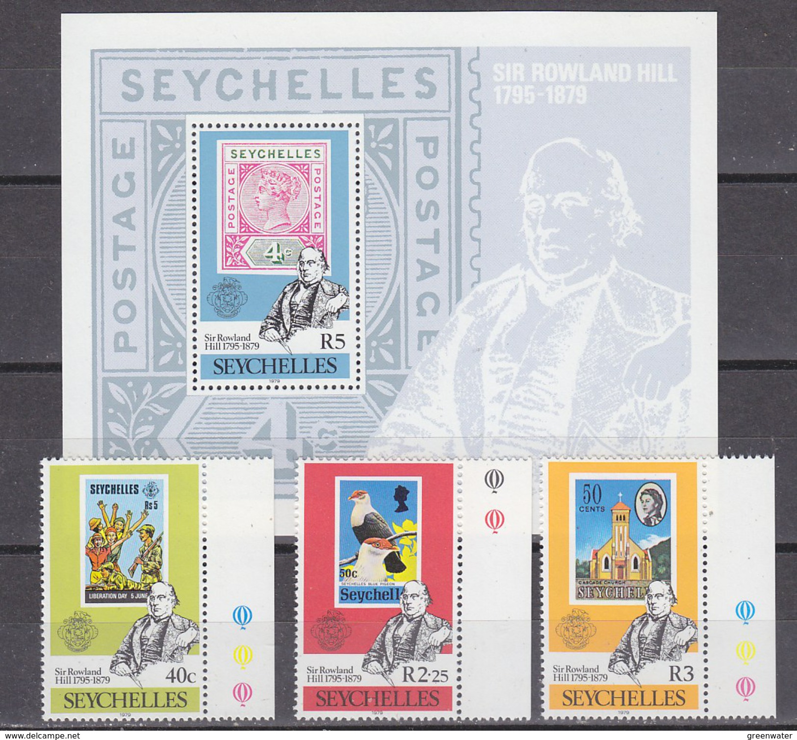 Seychelles 1979 Sir Rowland Hill 3v + M/s ** Mnh (33841) - Seychellen (1976-...)