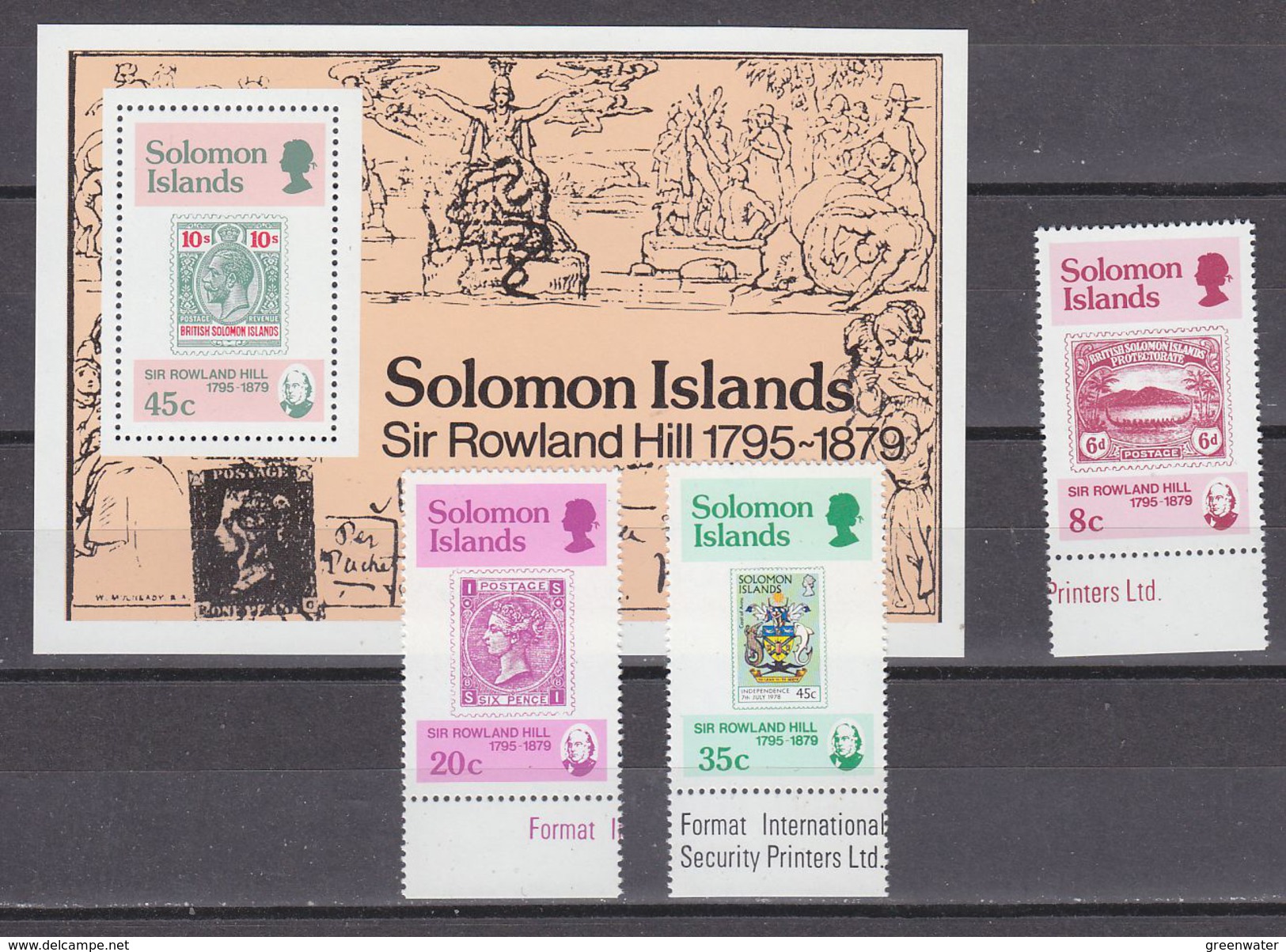 Solomon Islands 1979 Sir Rowland Hill 3v + M/s  ** Mnh (33842) - Solomoneilanden (1978-...)