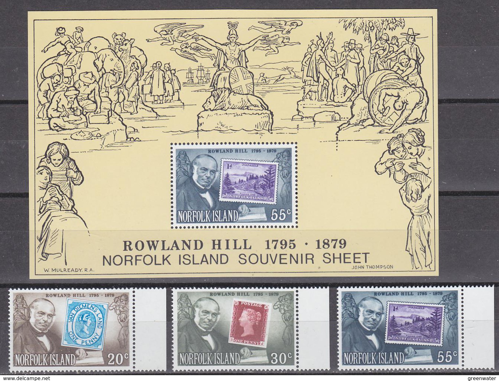 Norfolk Island 1979 Sir Rowland Hill 3v + M/s  ** Mnh (33843) - Norfolk Eiland