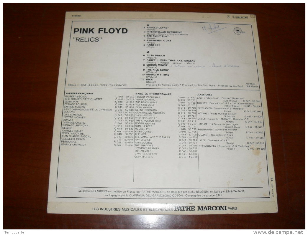 33 T - LP  -  Pink Floyd -  Relics - Rock