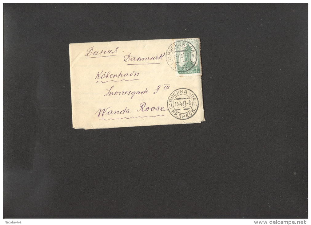 USSR 1937 Cover - Lettre From Moscow  To Danmark - Briefe U. Dokumente