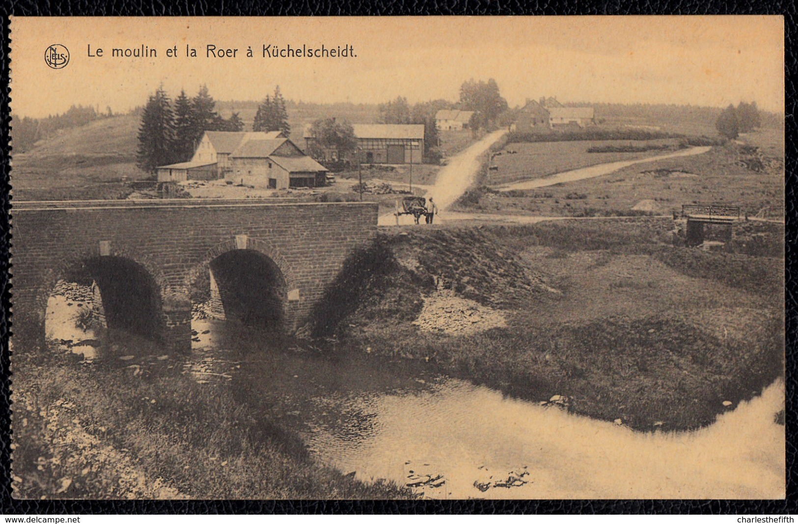 LE MOULIN ET LA ROER A KUCHELSCHEIDT ( Elsenborn ) - Très Beau Avec Attelage - Butgenbach - Bütgenbach