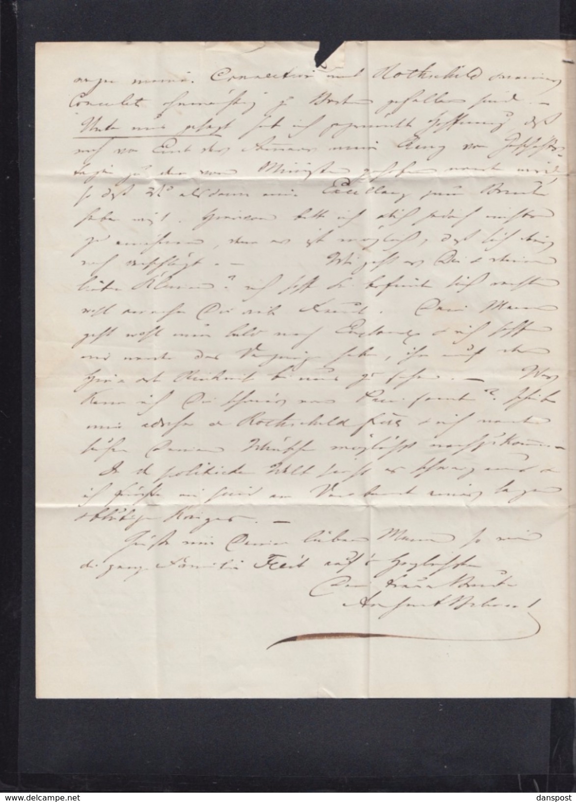 USA Brief August Belmont I Und Frau Caroline 1854 Als Botschafter In Haag An Schwester Bebette Feist - Altri & Non Classificati