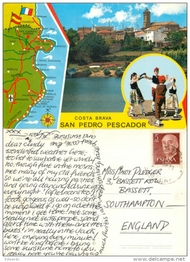 San Pedro Pescador, Spain Postcard Posted 1973 Stamp - Gerona