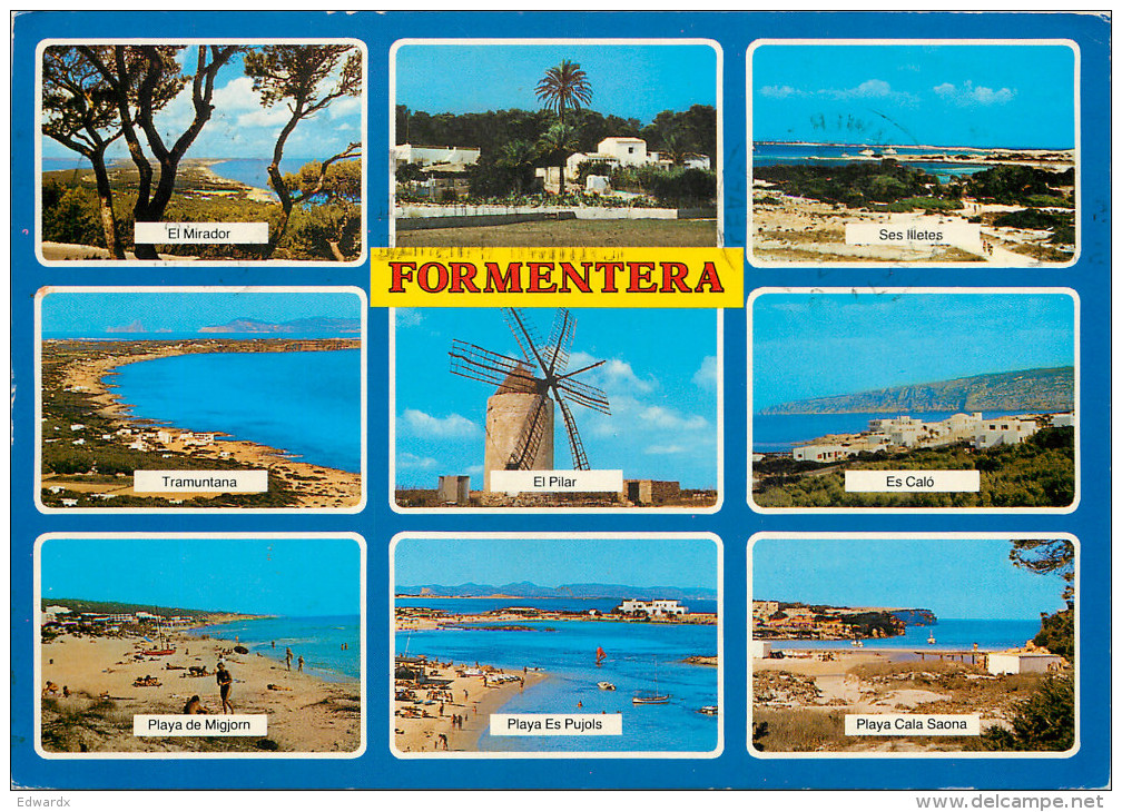 Multiview, Formentera, Spain Postcard Posted 1990 Stamp - Formentera