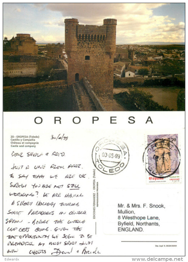 Castle, Oropesa, Spain Postcard Posted 1999 Stamp - Toledo