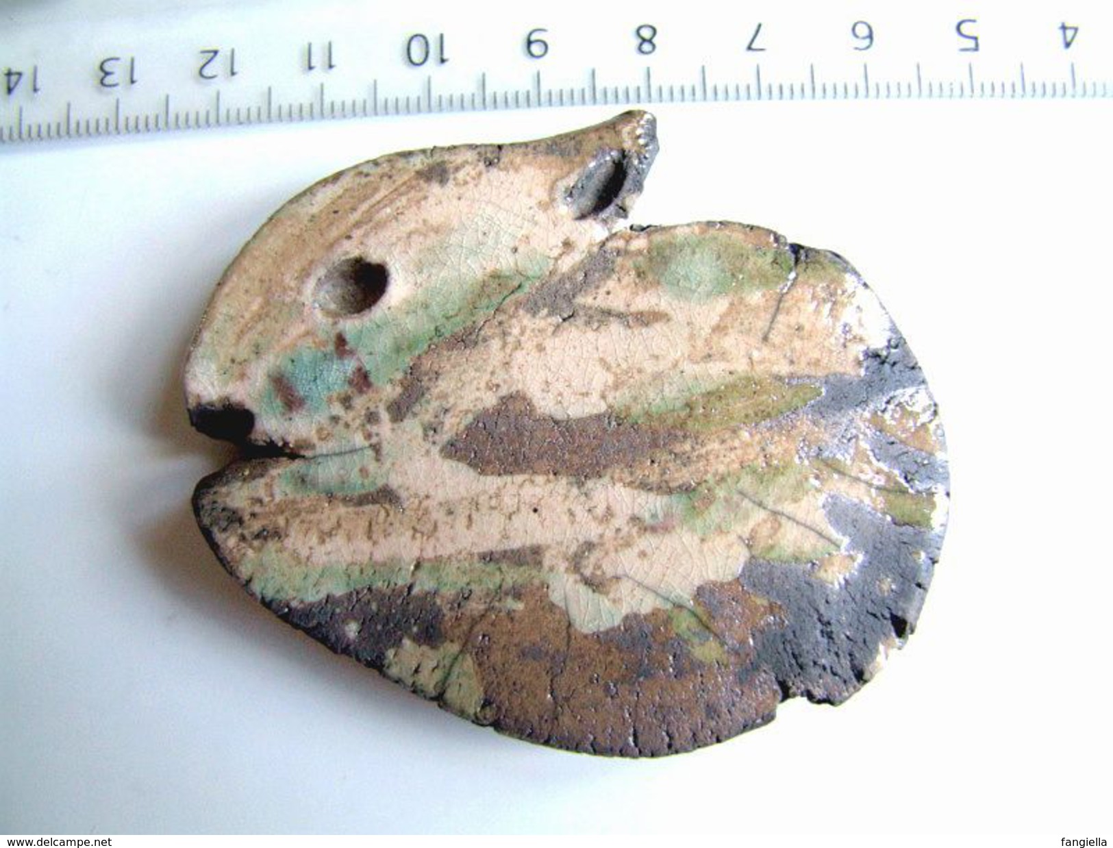 1 Cabochon Lapin En Céramique Raku écru Noir Environ 64x52x7/8mm Fabrication Artisanale  Une Pièce à La Fois Originale E - Perlen