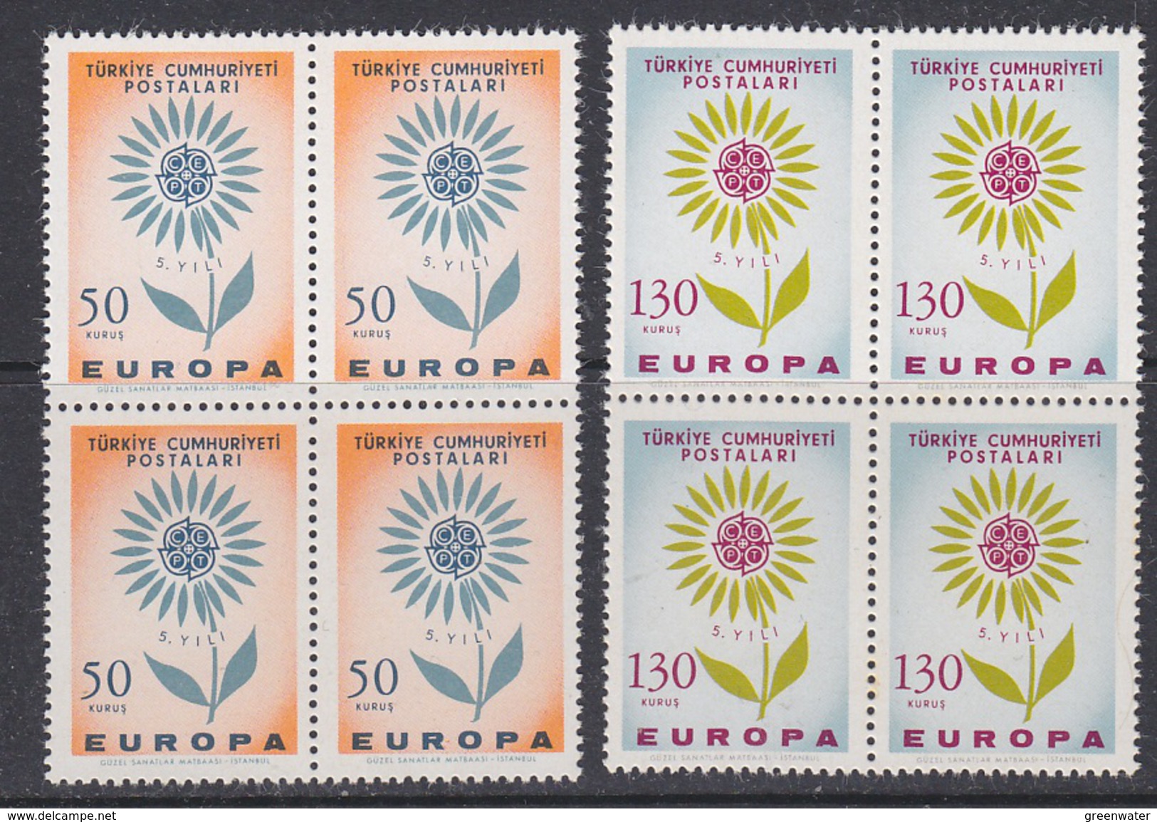 Europa Cept 1964 Turkey 2v Bl Of 4 ** Mnh (33844B) - 1964
