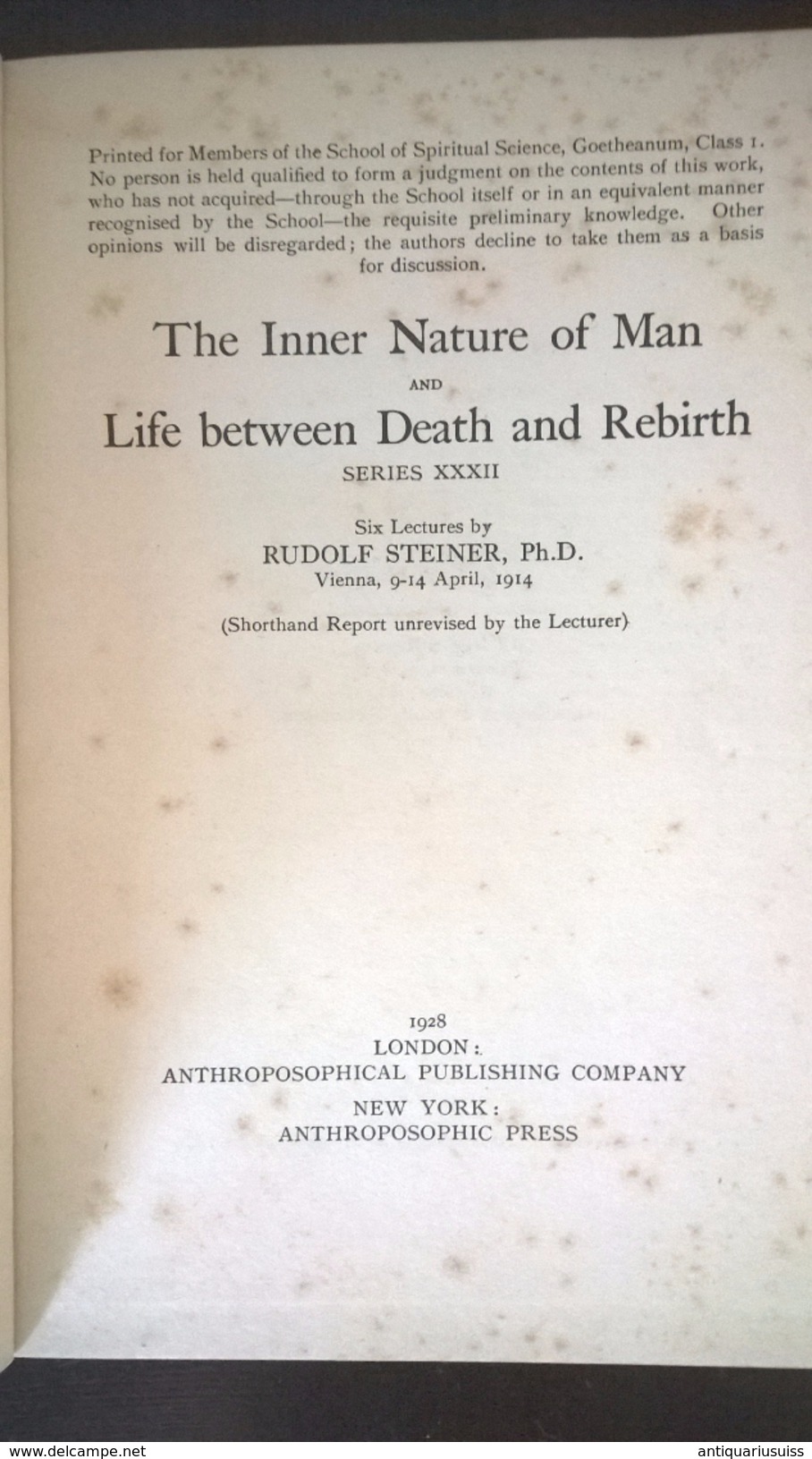 Rudolf Steiner - The Inner Nature Of Man And The LIfe Between Death And A New Birth - 1928 - 1900-1949