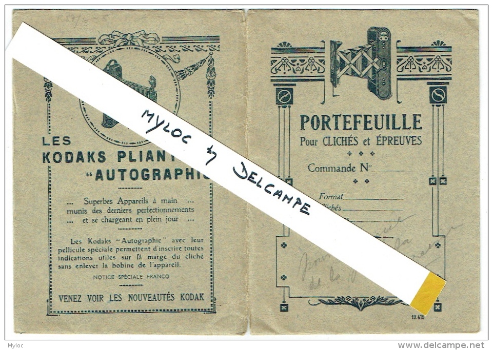 Foto/Photo. Pochette/Portefeuille Kodak Pliants Autographic. - Materiaal & Toebehoren