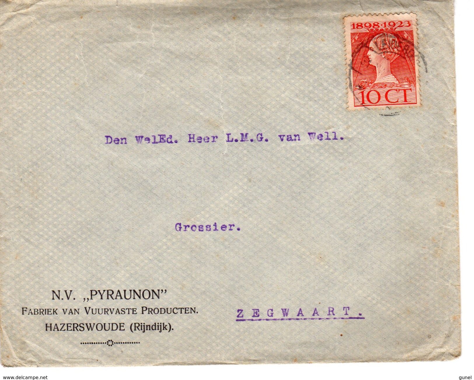 1925  Brief Met Firmalogo Van LEIDERDORP Naar Zegwaart Met NVPH 124 - Lettres & Documents