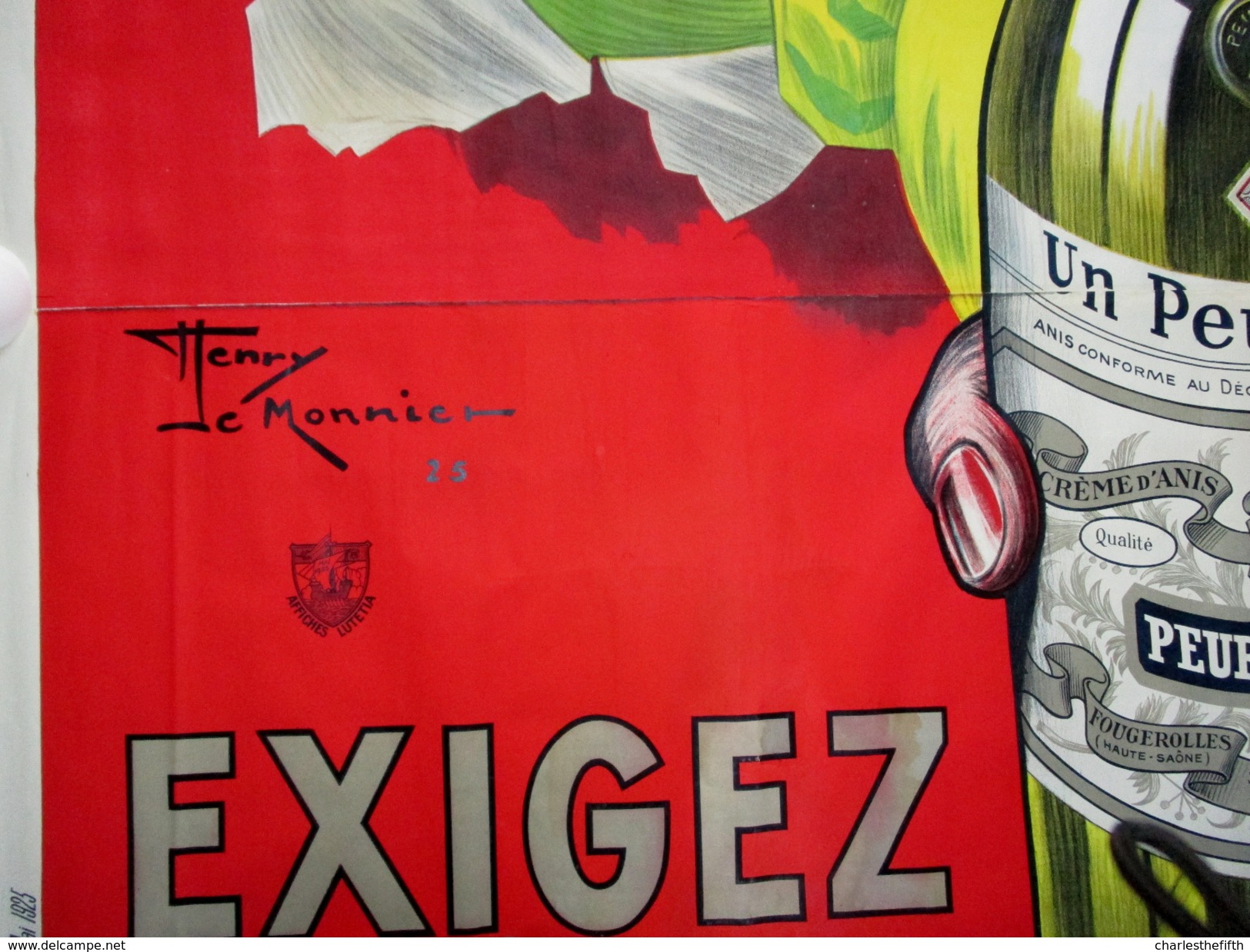 SUPERBE GRANDE AFFICHE ** EXIGEZ UN PEUREUX ** Par LE MONNIER - LARGE POSTER ( Fabr. Absinthe - Anis ) - 240 X 160cm ! - Affiches