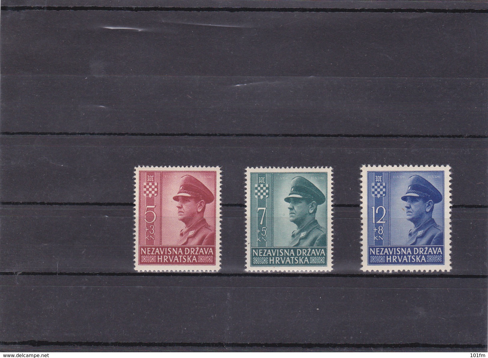 CROATIA_NDH_ANTE PAVELIC PORTRAIT 3 STAMPS - Kroatien