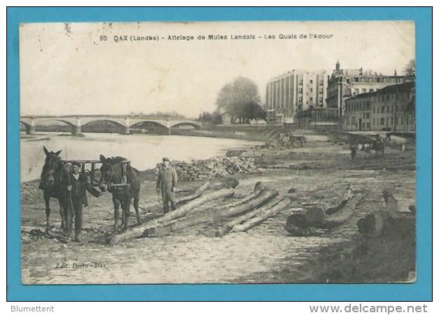 CPA 90 - Attelage De Mules Landaises - Les Quais De L'Adour DAX 40 - Dax