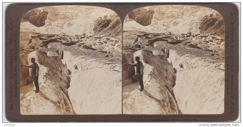 ORIGINALE-PHOTO-STEREO-1901-SUISSE-SWITZERLAND-EISMEER-AMERICAN-STEREOSCOPIC-COMPANY-VINTAGE-VOYEZ 2 SCANS-TOP ! ! ! - Stereo-Photographie