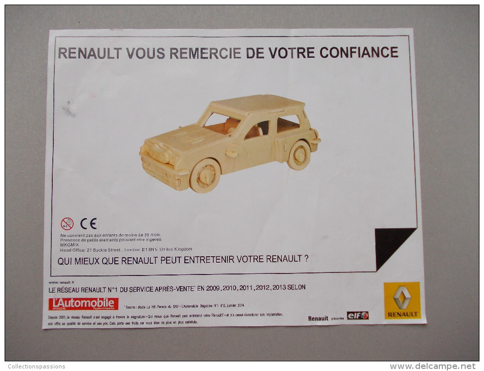 - Maquette En Bois: Renault 5 Turbo - - Voitures