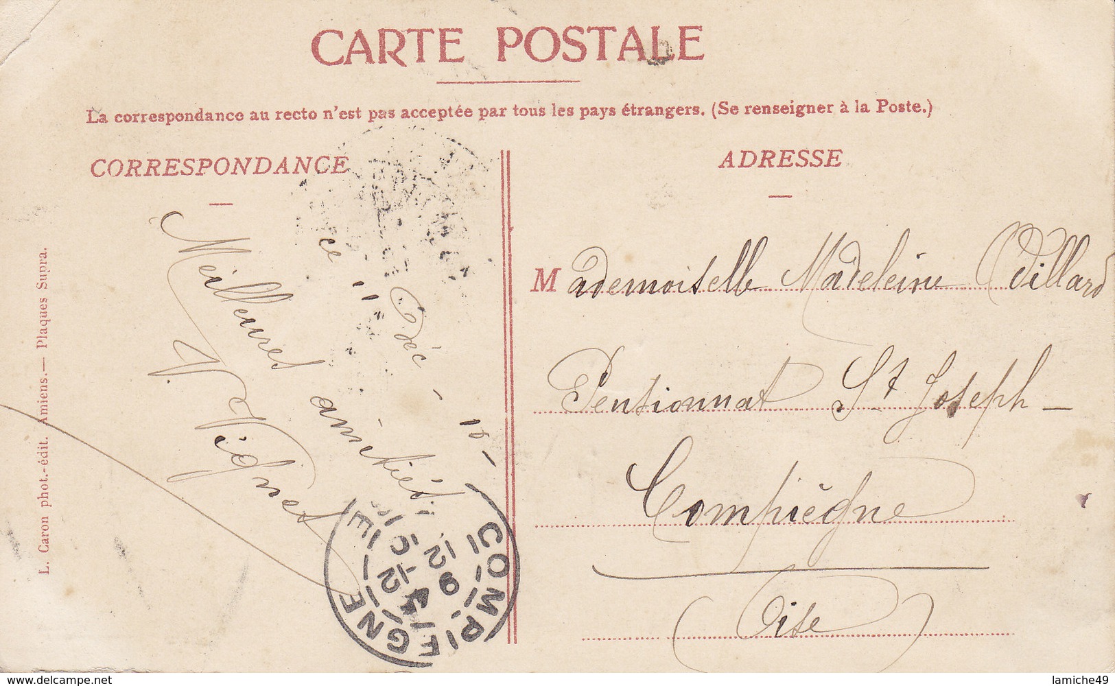 AILLY SUR NOYE Rue De La République ( Attelage ) Circulée Timbrée 1910 - Ailly Sur Noye