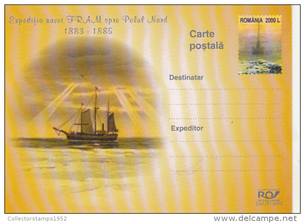 52543- FRAM SHIP ARCTIC EXPEDITION, POSTCARD STATIONERY, 2003, ROMANIA - Arctic Expeditions