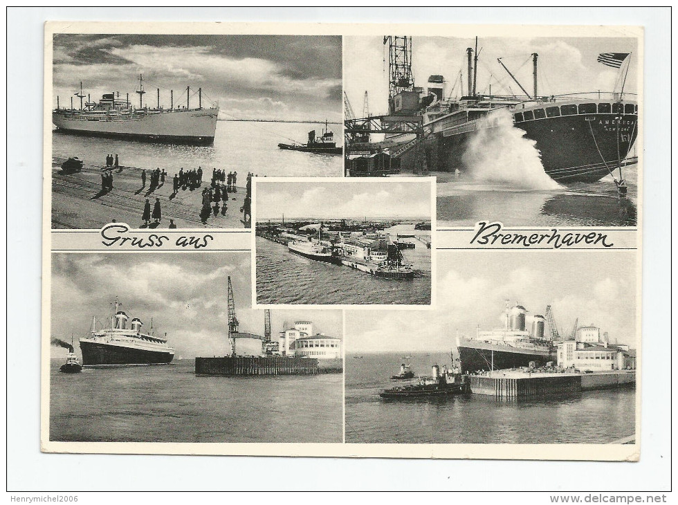 Gruss Aus Bremerhaven  Paquebot "  America " Cachet Usa Service Postal Service Po 406 - 1956 - Dampfer