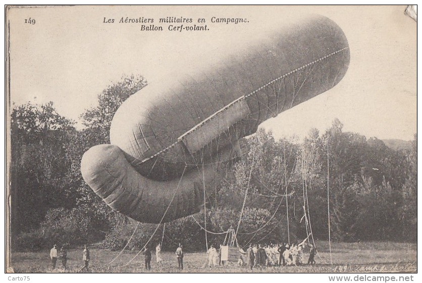 Transports - Militaria - Aérostiers Militaires En Campagne - Ballon Cerf-Volant - Montgolfières